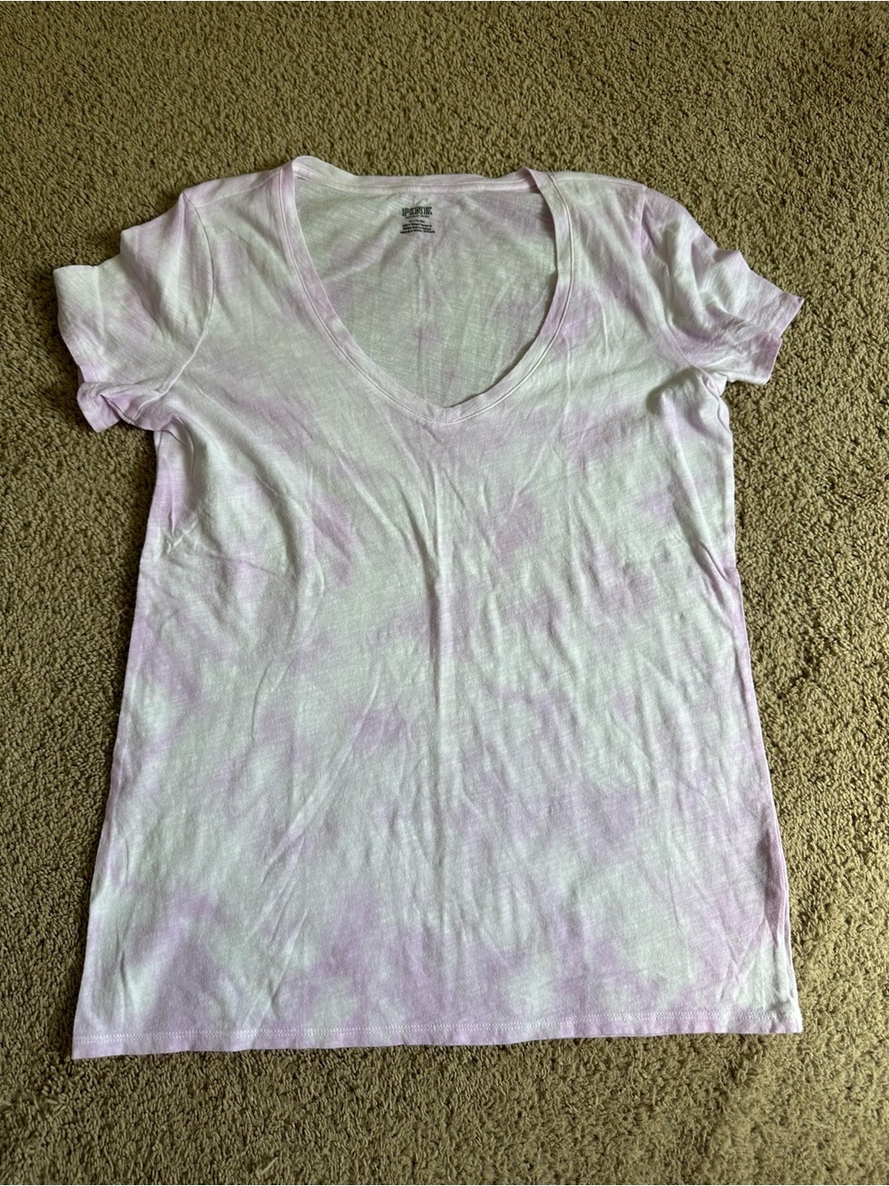 Women's Light Purple Tie-Dye V-Neck Tee.
